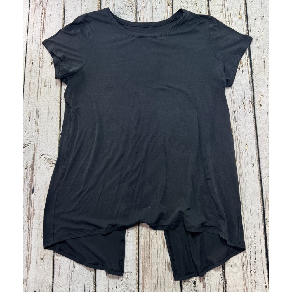 Lululemon Womens Open Up Tie Back Tee Size 6/8 Black Modal‎ Athleisure Gym